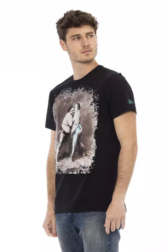 Trussardi Action Schwarzes Baumwoll-T-Shirt für Herren