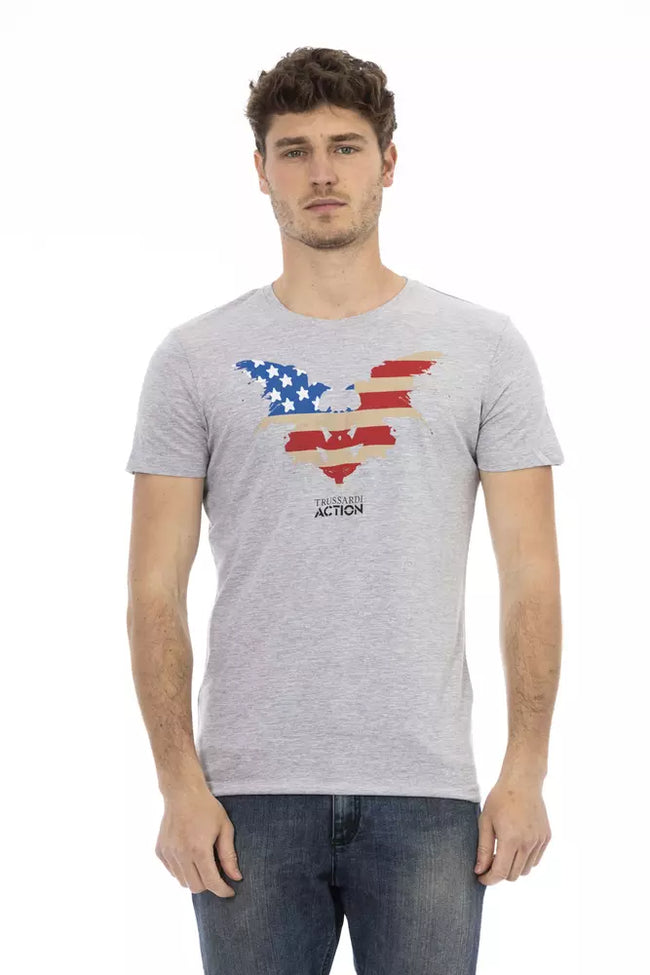 Trussardi Action Herren-T-Shirt aus grauer Baumwolle