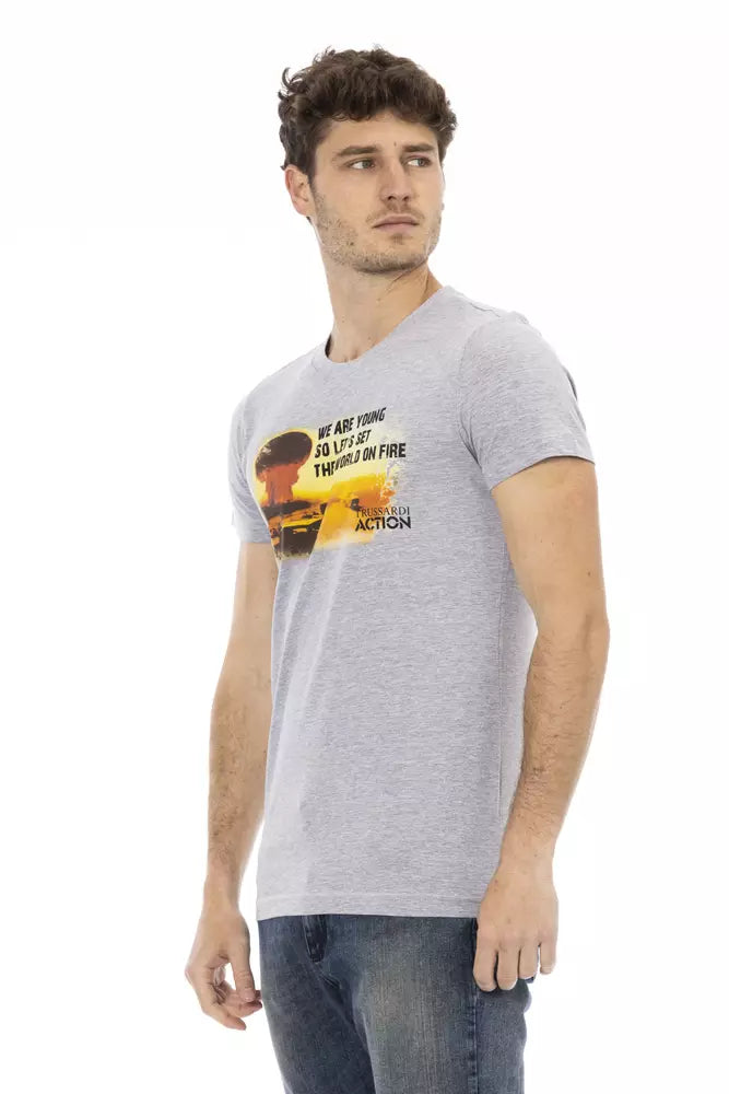 Trussardi Action Herren-T-Shirt aus grauer Baumwolle