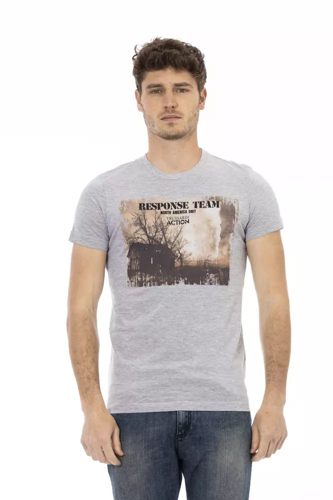 Trussardi Action Herren-T-Shirt aus grauer Baumwolle