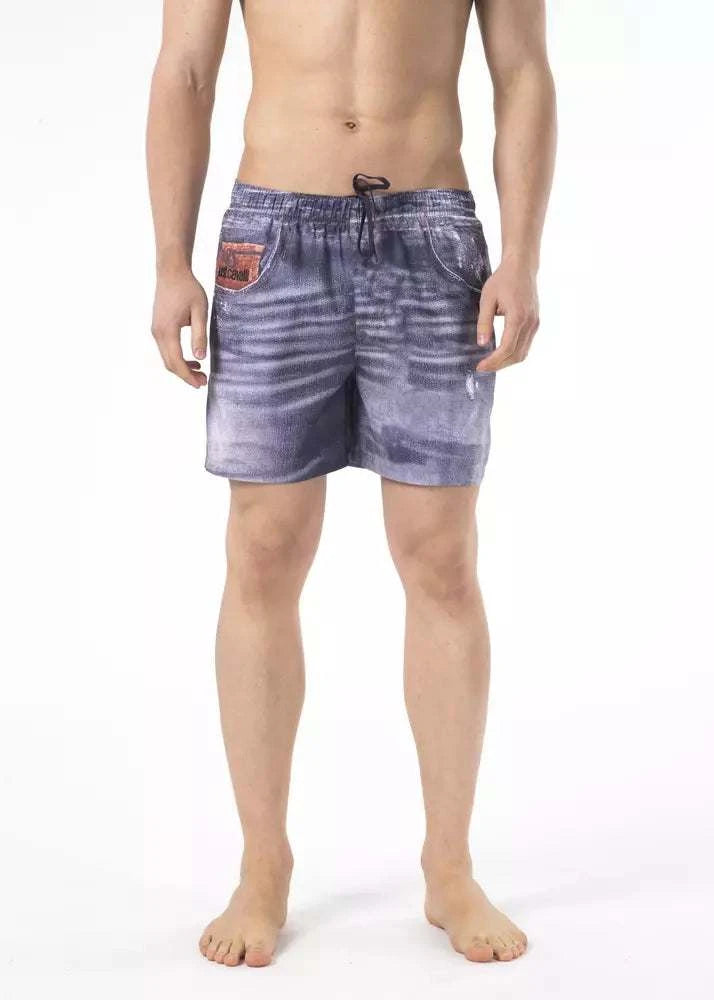 Just Cavalli Men's Blue Polyester Swim Shorts