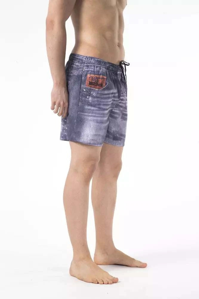 Just Cavalli Men's Blue Polyester Swim Shorts