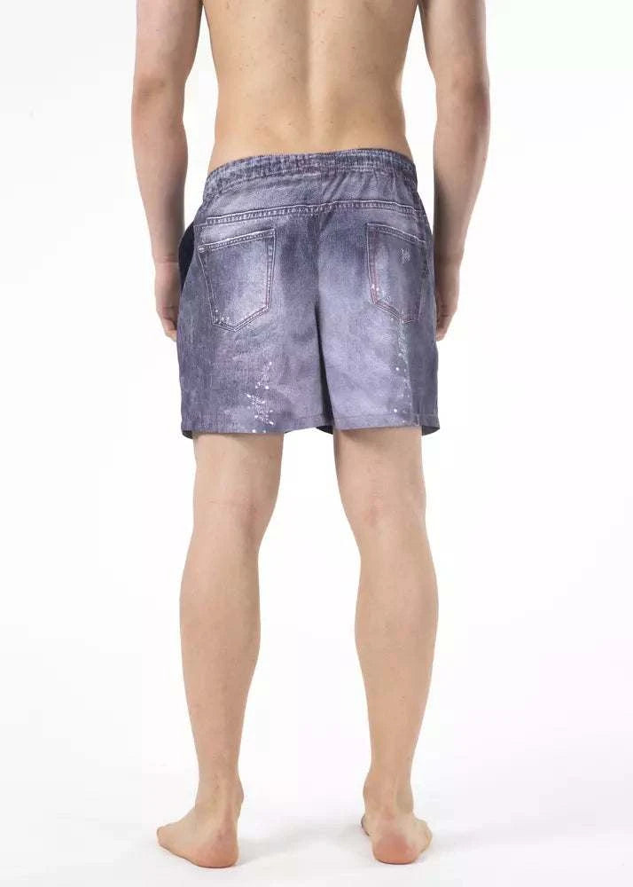 Just Cavalli Men's Blue Polyester Swim Shorts