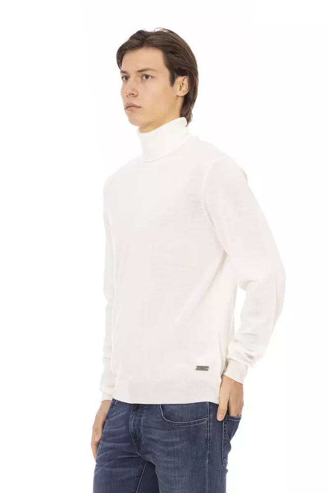 Baldinini Trend Herren Rollkragenpullover aus weißem Stoff