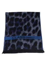 Cavalli Class blauer Schal mit Animalier-Motiv