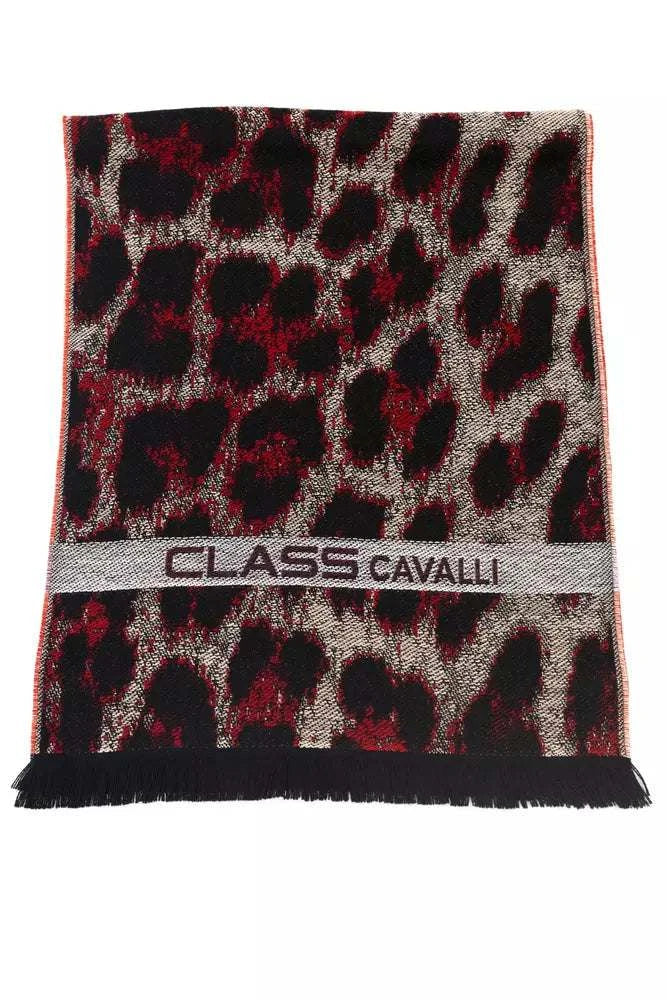 Cavalli Class Herren-Schal aus Wolle in luxuriösem Burgunderrot mit Marabu, italienische Herstellung