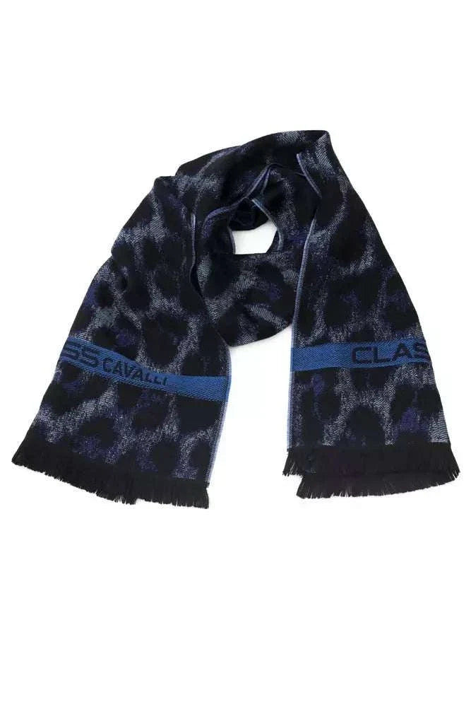 Cavalli Class blauer Nylonschal mit Animalier-Motiv