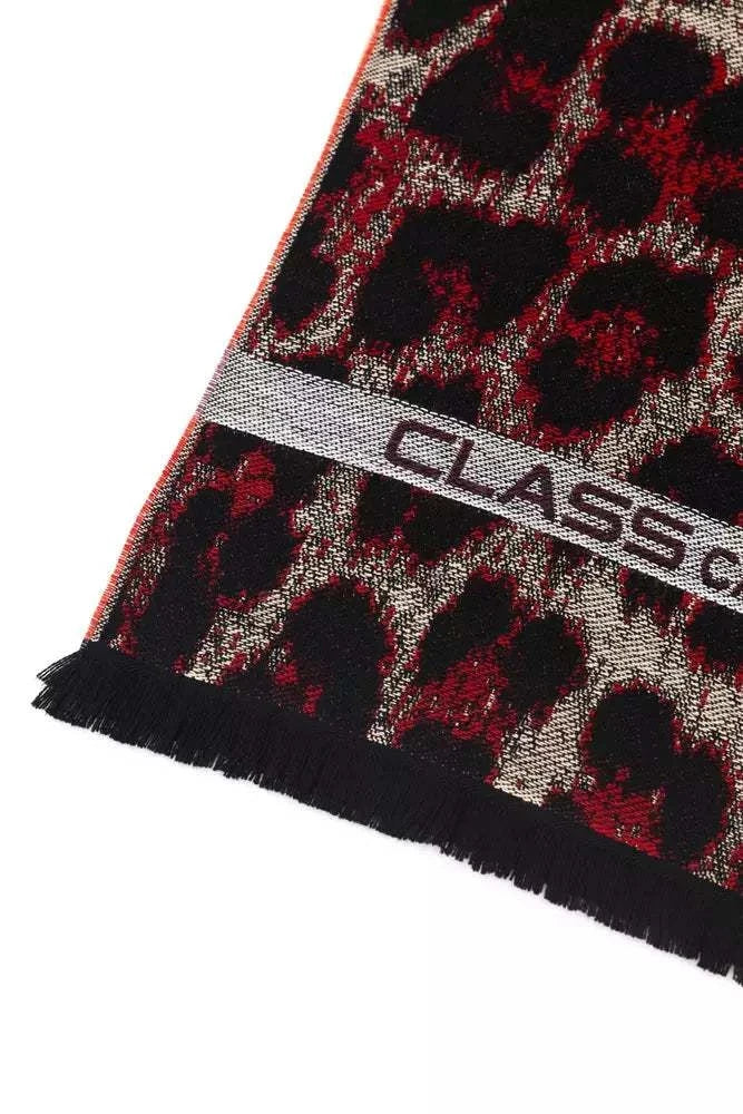 Cavalli Class Herren-Schal aus Wolle in burgunderrot mit Animalier Fantasy Logo