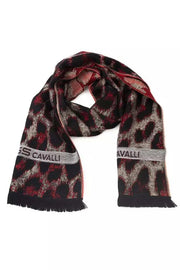 Cavalli Class Herren-Schal aus Wolle in burgunderrotem Animalier Design