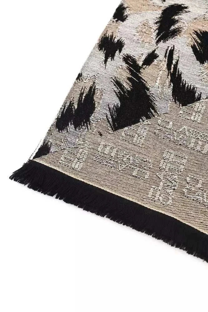 Cavalli Class beiger Wollschal für Herren mit Animalier-Design