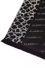 Cavalli Class schwarzer Wollschal mit Animalier-Muster für Herren