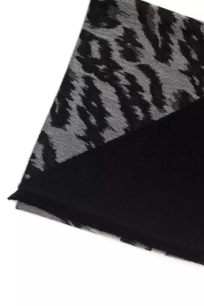 Cavalli Class grauer Wollschal für Herren aus Wolle und Marabu, 180x36 cm