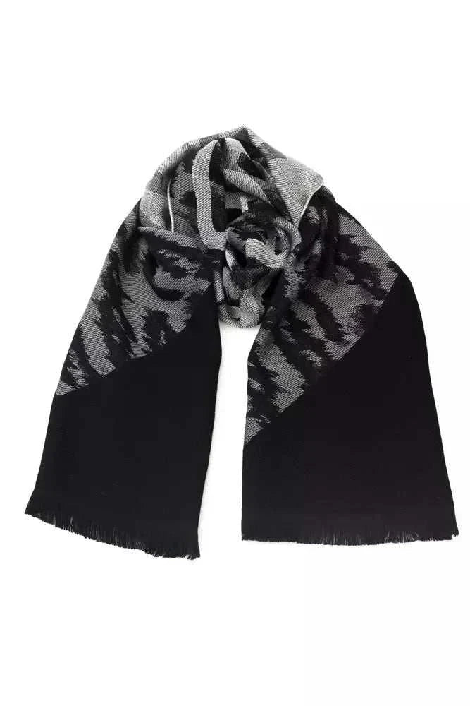 Cavalli Class grauer Wollschal für Herren mit Logo und Animalier-Design