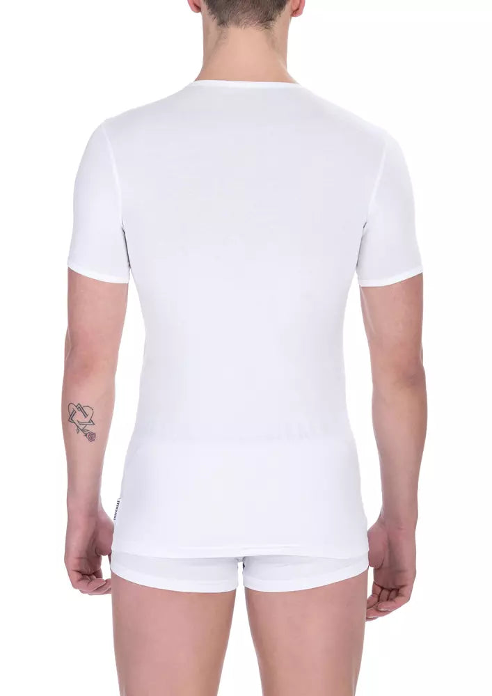 Bikkembergs Weißes Herren-T-Shirt aus Baumwolle im Doppelpack