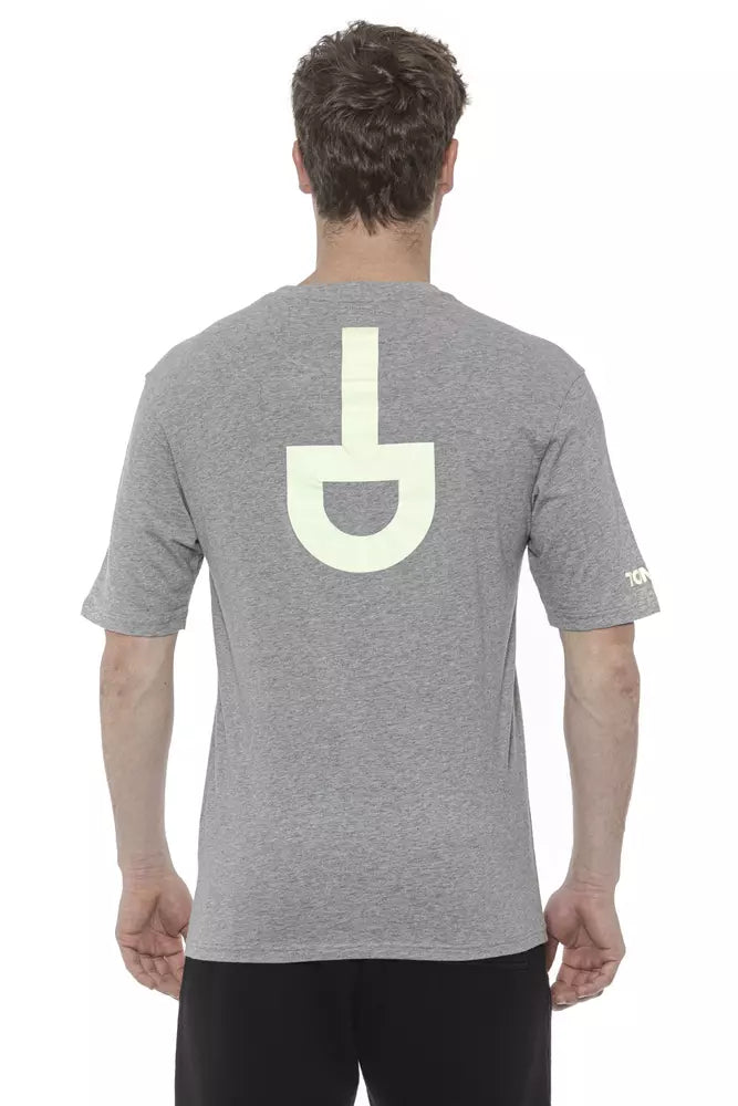 Tond graues Baumwoll-T-Shirt für Herren mit fotolumineszentem Print und italienischer Handwerkskunst