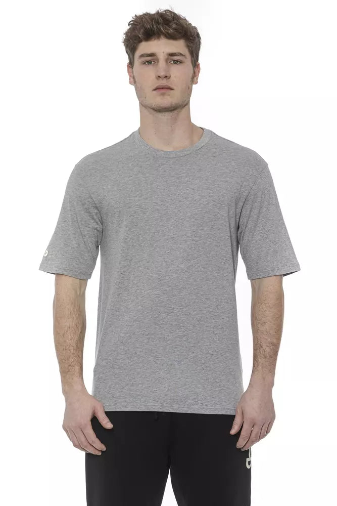 Tond graues Baumwoll-T-Shirt für Herren mit fotolumineszentem Print und italienischer Handwerkskunst