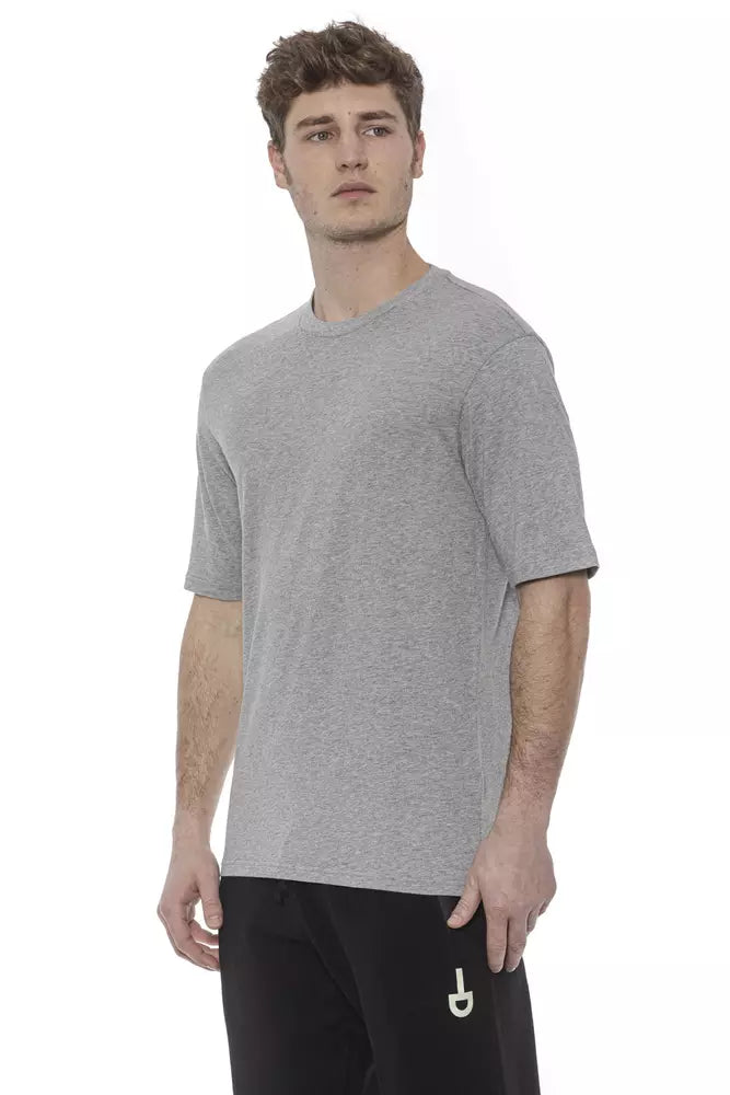 Tond graues Baumwoll-T-Shirt für Herren mit fotolumineszenten Prints und italienischer Handwerkskunst