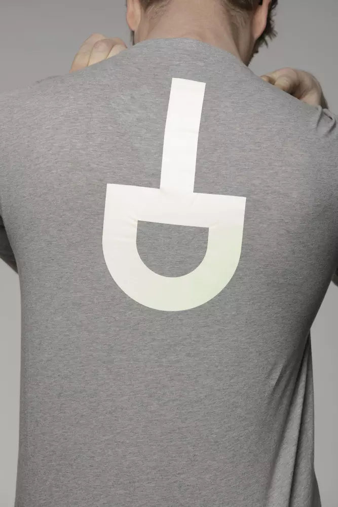 Tond graues Baumwoll-T-Shirt für Herren mit fotolumineszenten Prints und modernem italienischem Design