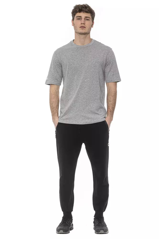 Tond graues Baumwoll-T-Shirt für Herren mit fotolumineszentem Print und modernem Oversized-Stil