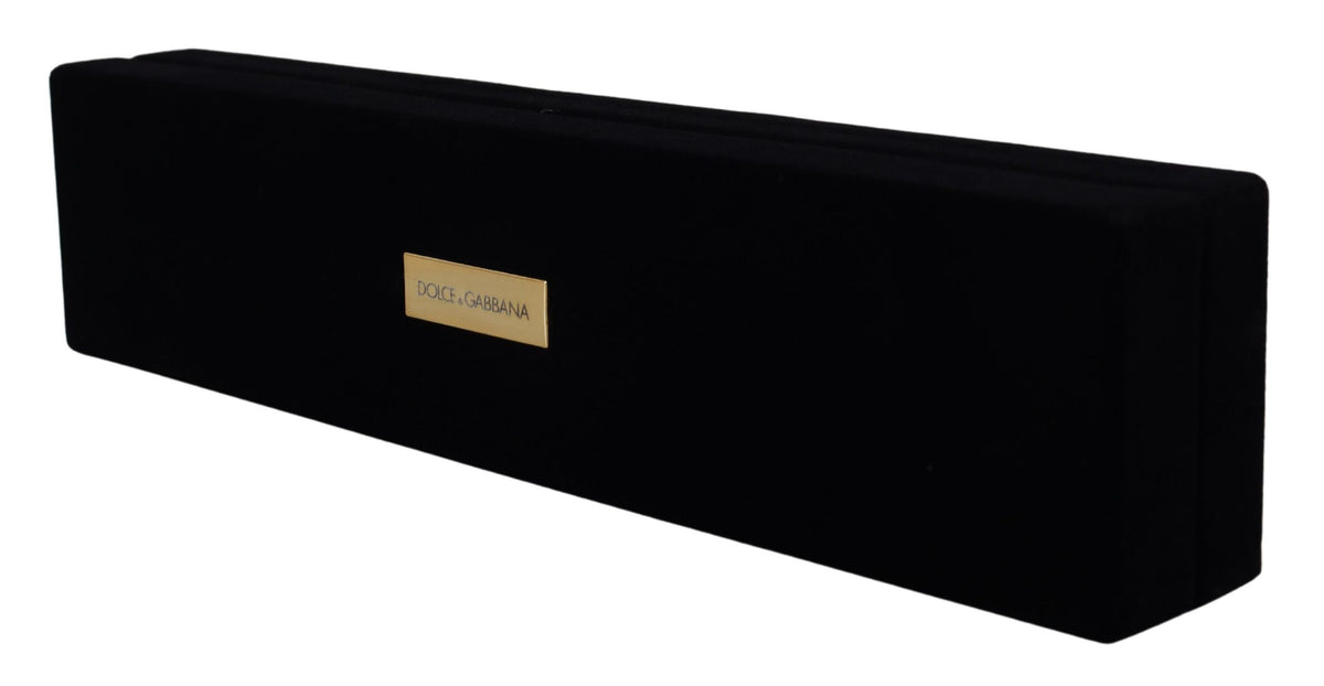 Dolce & Gabbana Schwarzer Samt Logo Plaque Lagerung Armband Schmuck-Box