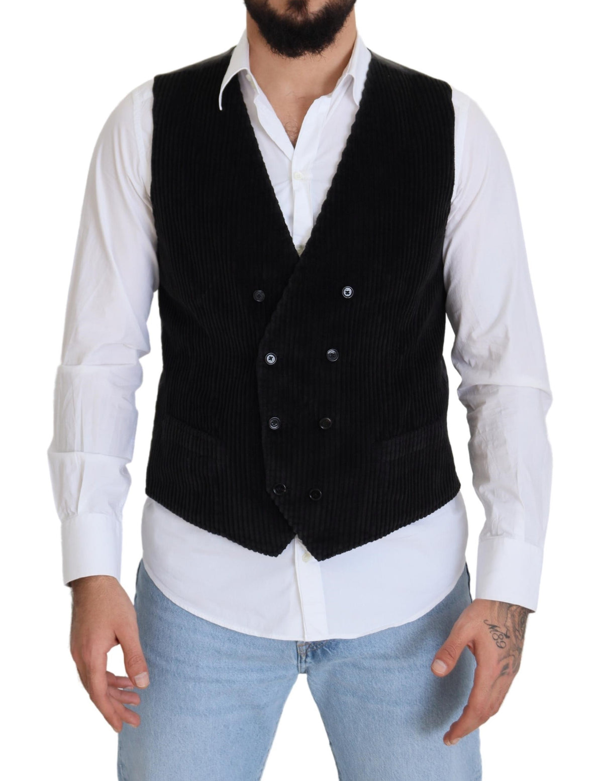 Dolce & Gabbana Black double-breasted cotton waistcoat