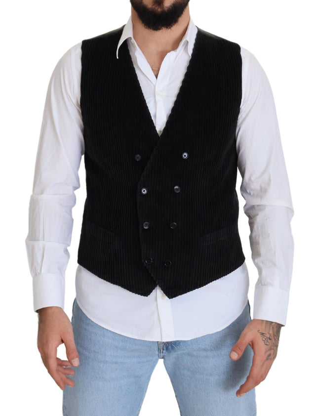 Dolce & Gabbana Schwarze zweireihige Weste aus Baumwolle