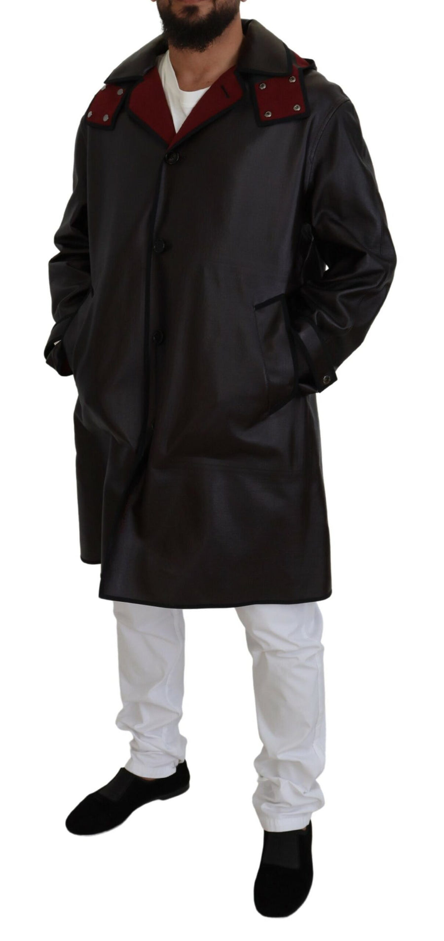 Dolce & Gabbana Black Trench Parka with Hood Cotton Jacket