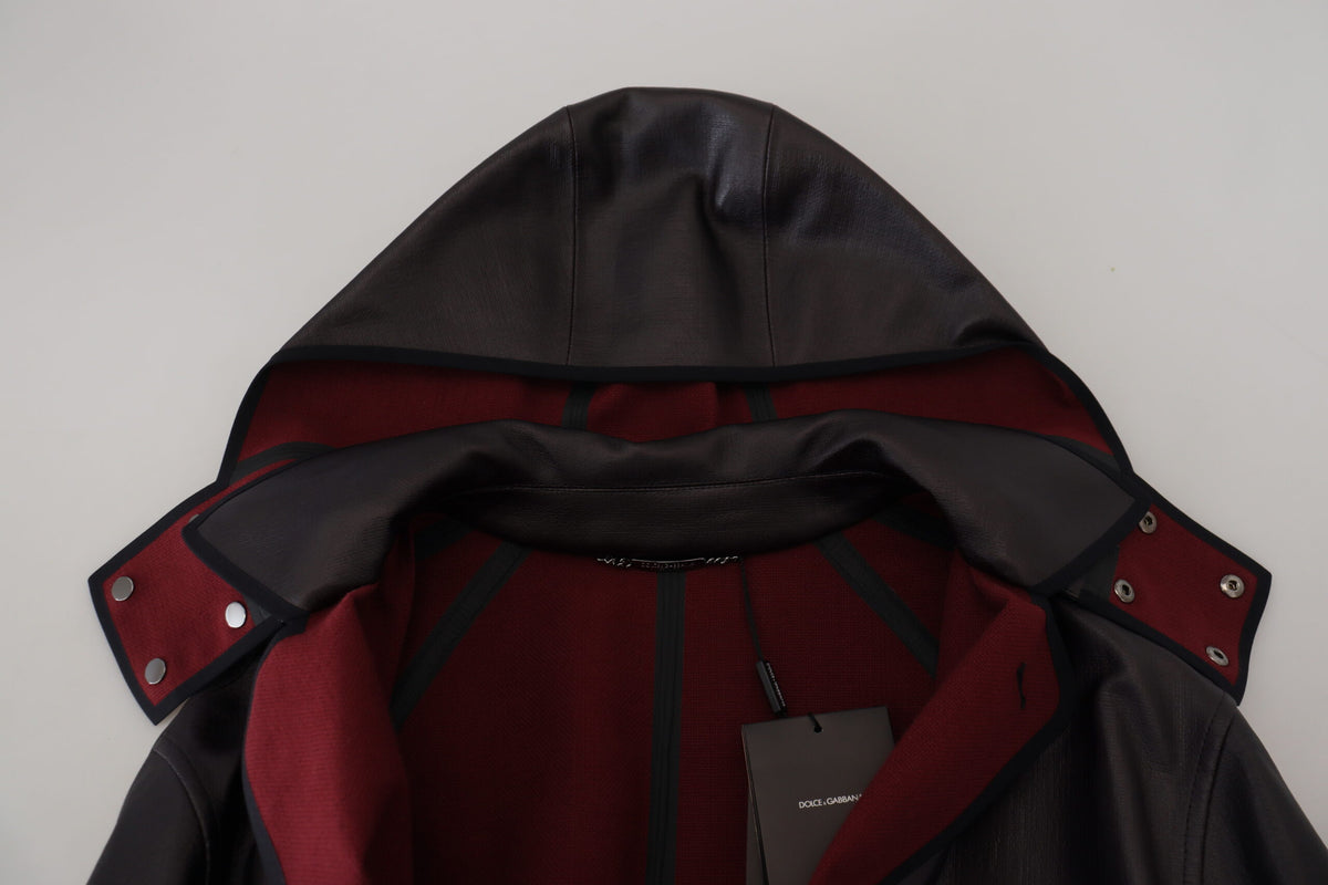 Dolce & Gabbana Black Trench Parka with Hood Cotton Jacket