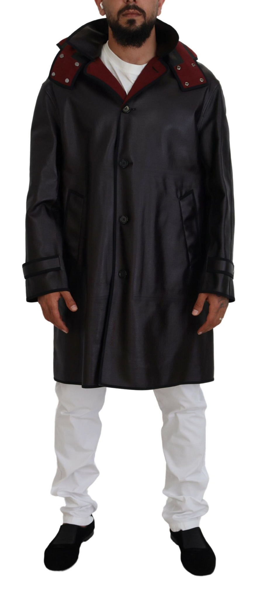 Dolce & Gabbana Black Trench Parka with Hood Cotton Jacket