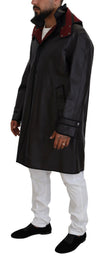 Dolce & Gabbana Schwarzer Trench-Parka mit Kapuze aus Baumwolle