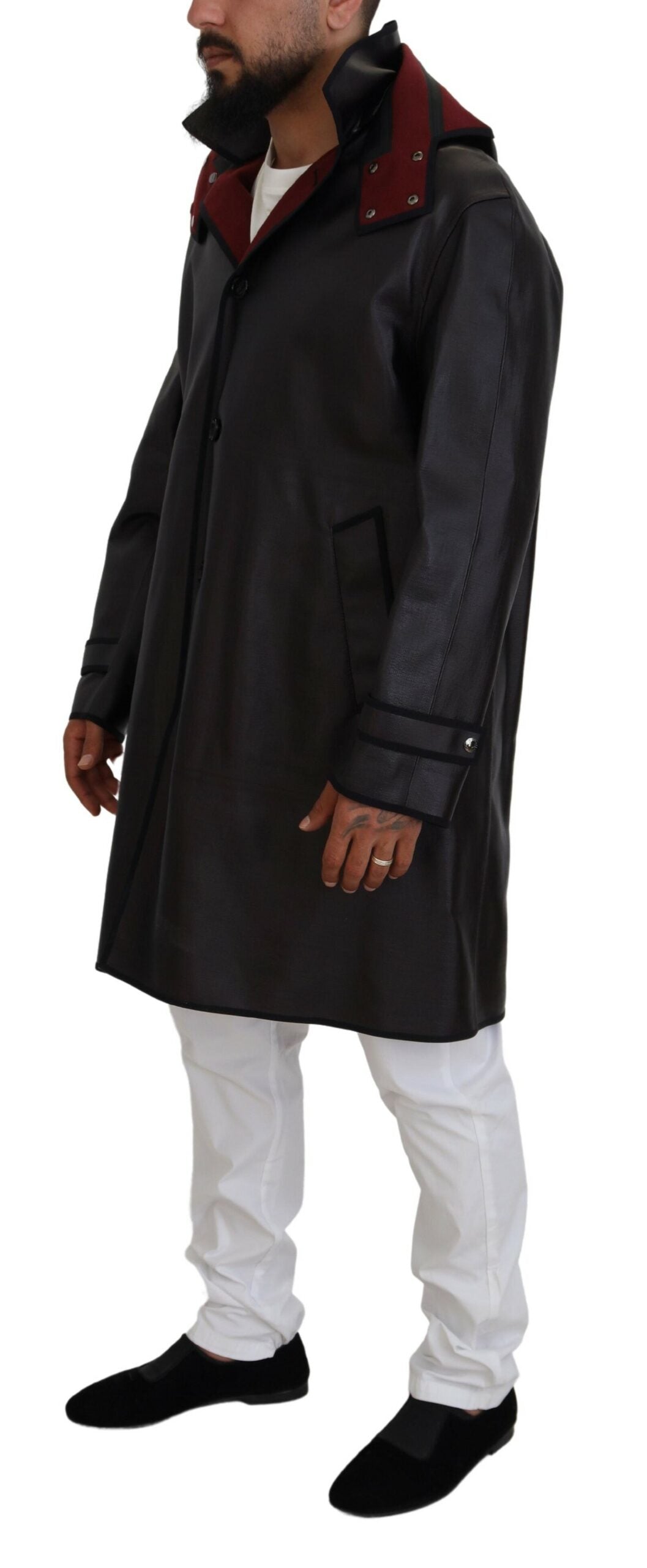 Dolce & Gabbana Black Trench Parka with Hood Cotton Jacket