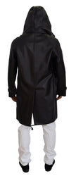 Dolce & Gabbana Schwarzer Trench-Parka mit Kapuze aus Baumwolle