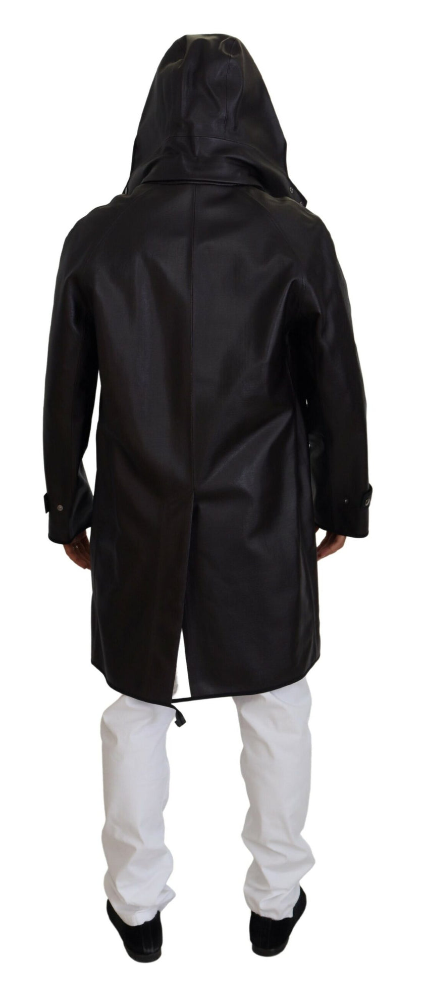 Dolce & Gabbana Schwarzer Trench-Parka mit Kapuze aus Baumwolle