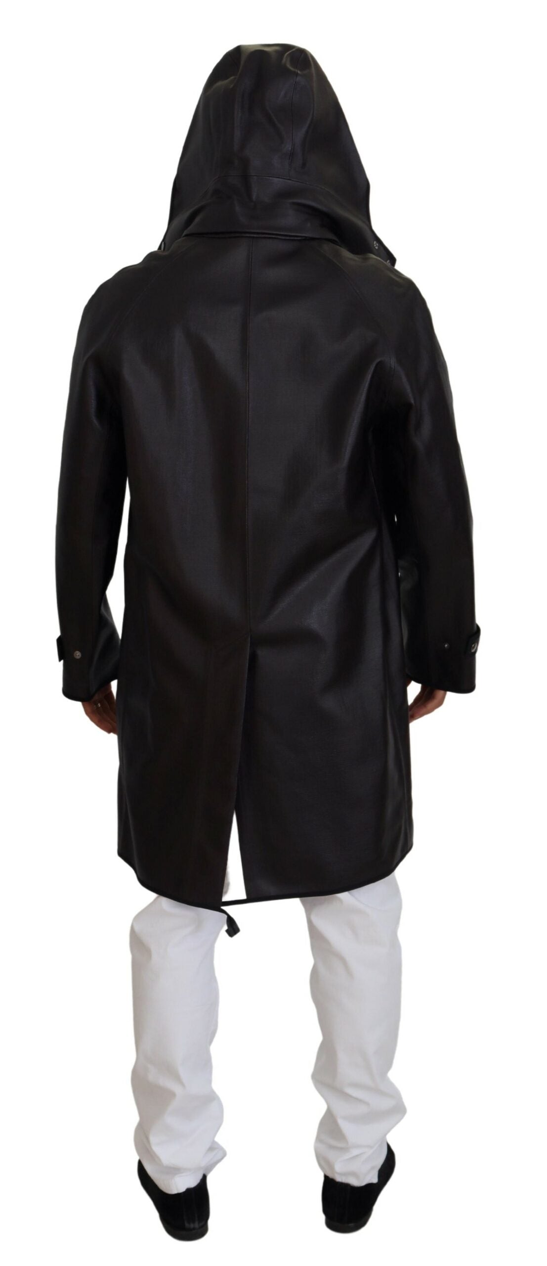 Dolce & Gabbana Black Trench Parka with Hood Cotton Jacket