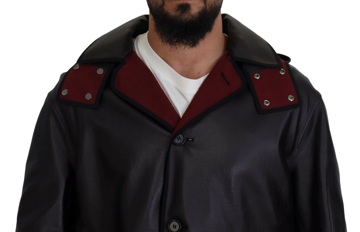 Dolce & Gabbana Black Trench Parka with Hood Cotton Jacket
