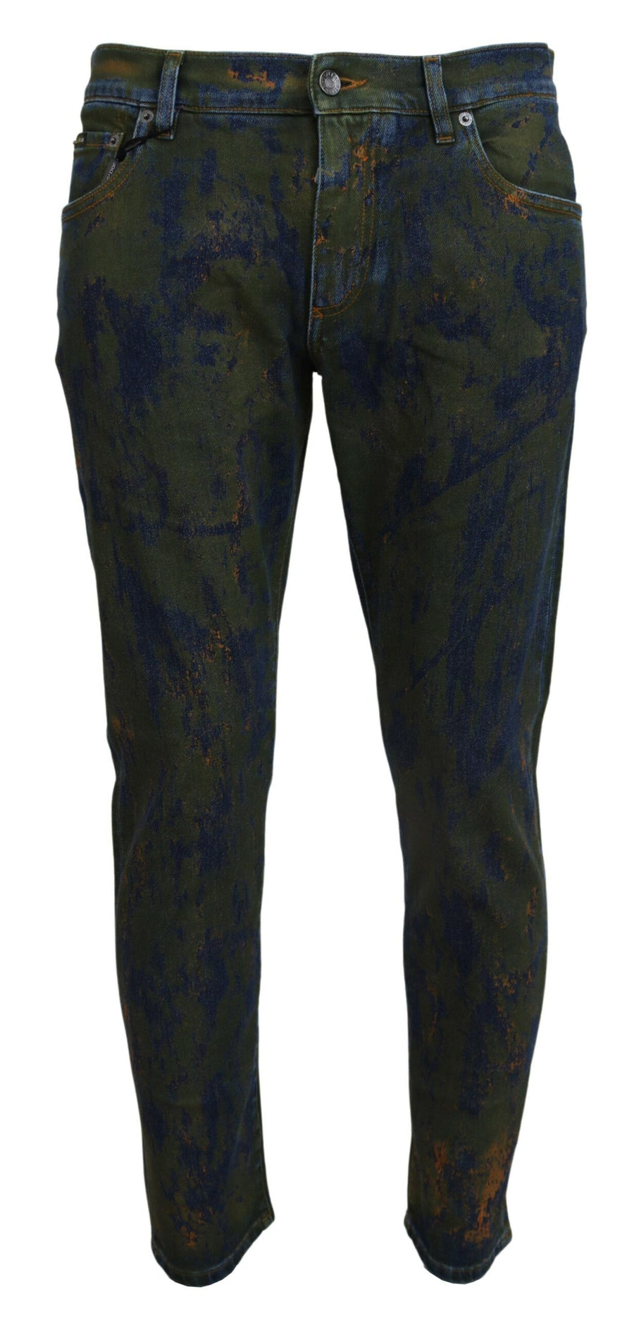 Dolce & Gabbana Blaugrüne Skinny Denim-Jeans aus Baumwolle