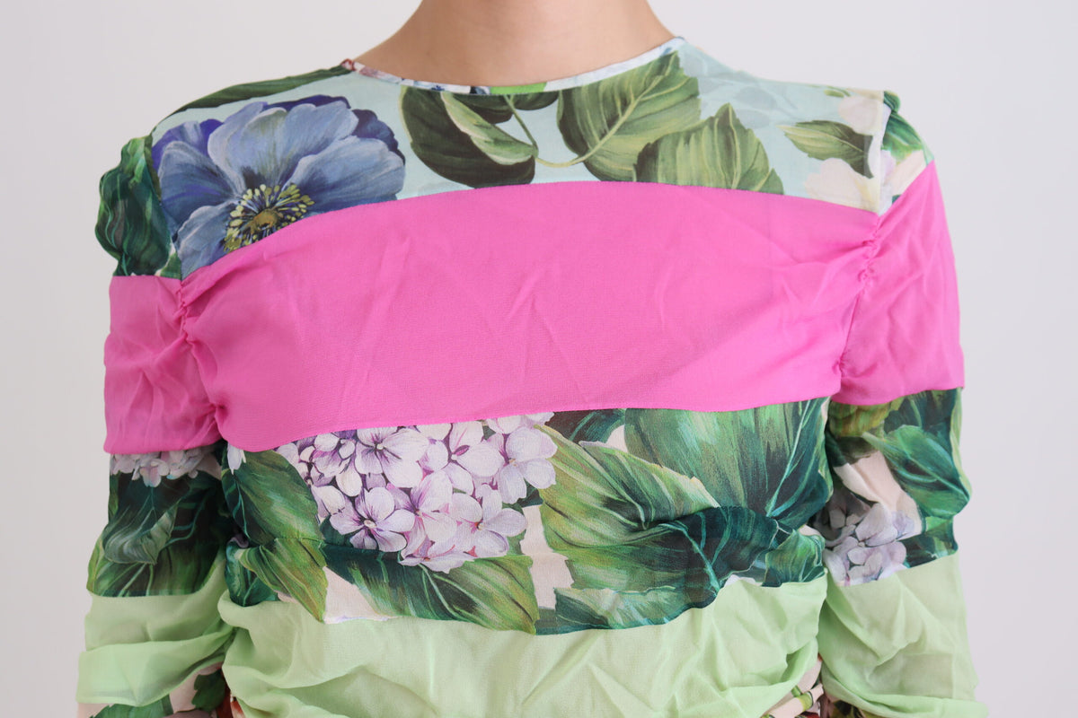 Dolce & Gabbana Multicolor Seide Floral Bodycon Etuikleid