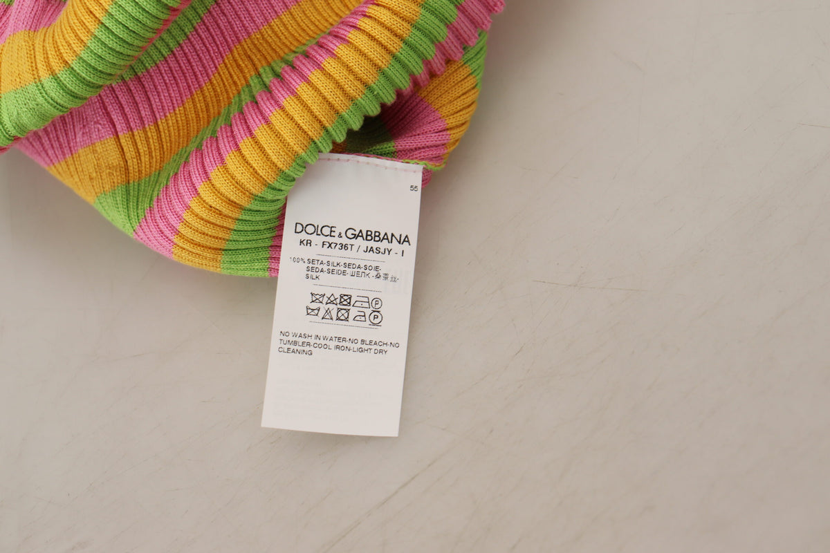 Dolce & Gabbana Multicolor Seidenweste Pullover Tank Top