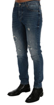Frankie Morello Blaue Waschung Zerrissene Dunfermline Slim Fit Jeans