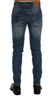 Frankie Morello Blaue Waschung Zerrissene Dunfermline Slim Fit Jeans