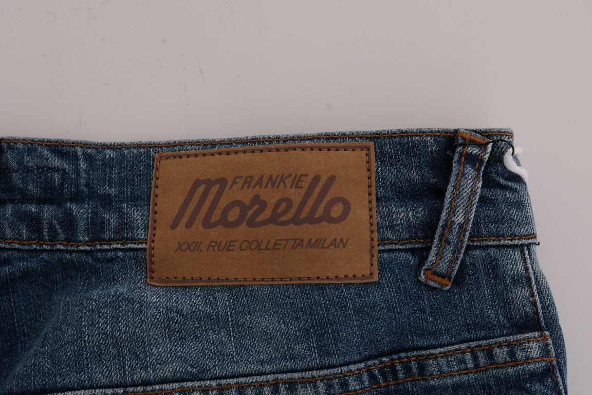 Frankie Morello Blaue Waschung Zerrissene Dunfermline Slim Fit Jeans