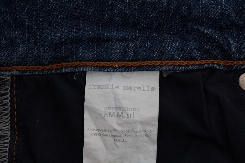 Frankie Morello Blaue Waschung Zerrissene Dunfermline Slim Fit Jeans