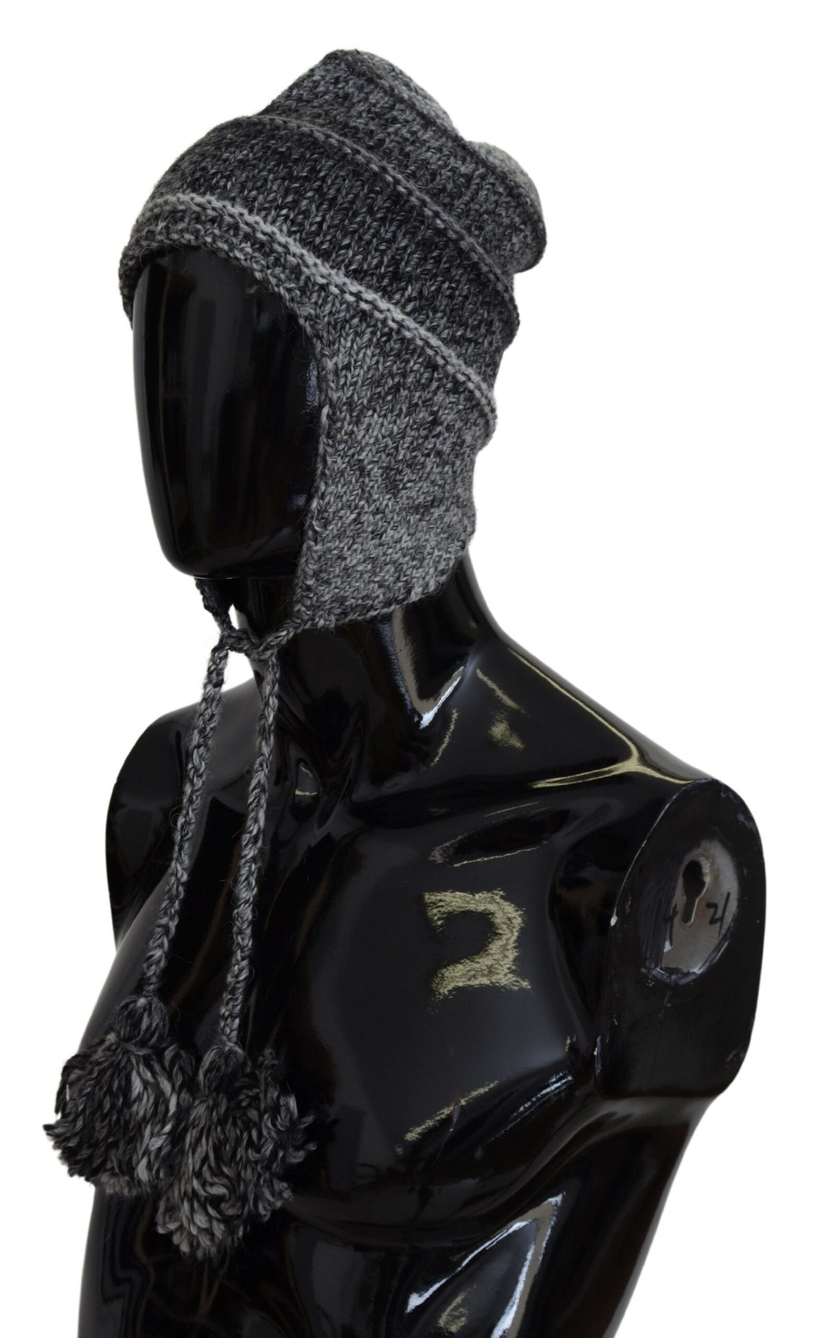 Dolce & Gabbana Gray Warm Fleece Earflap Knit Hat Beanie