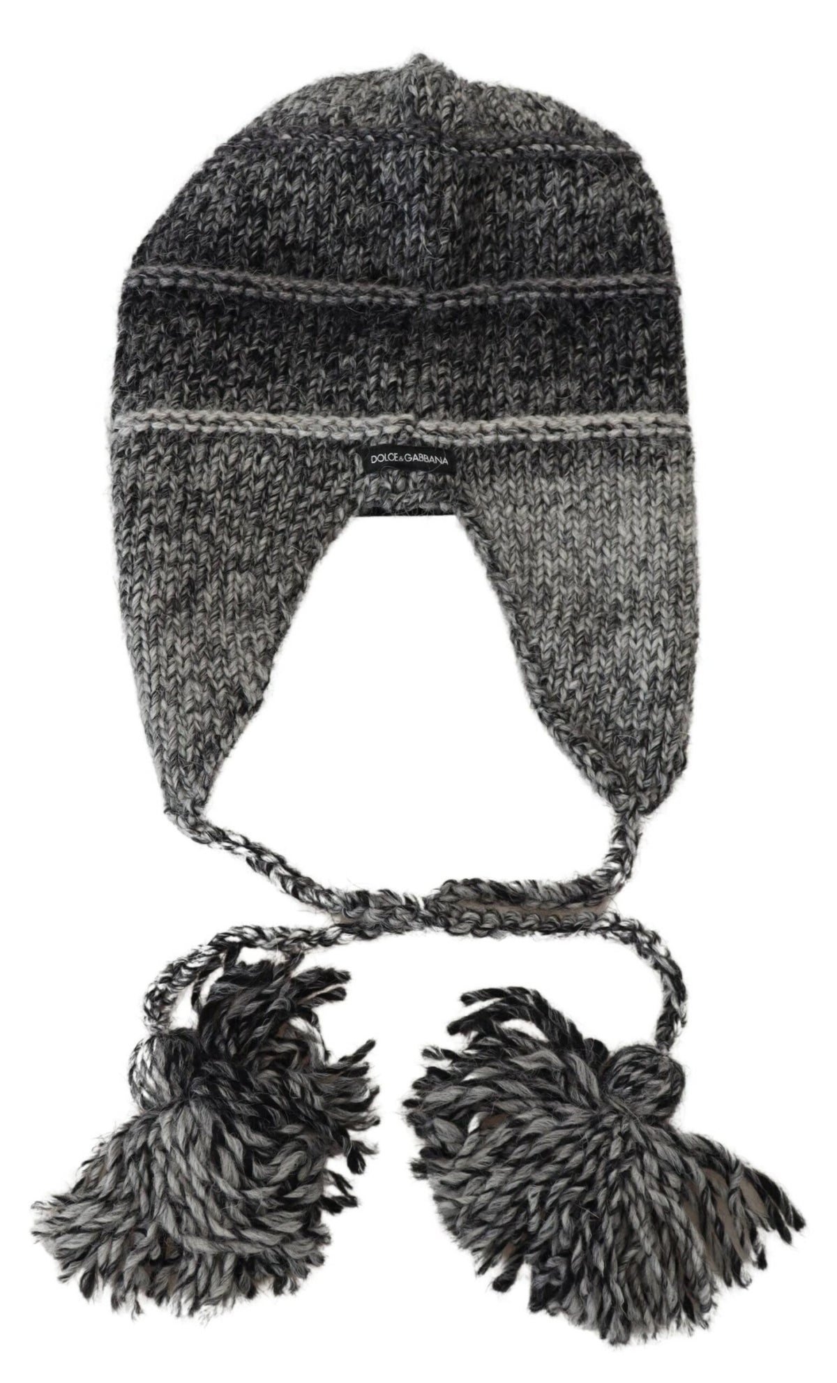 Dolce & Gabbana Gray Warm Fleece Earflap Knit Hat Beanie