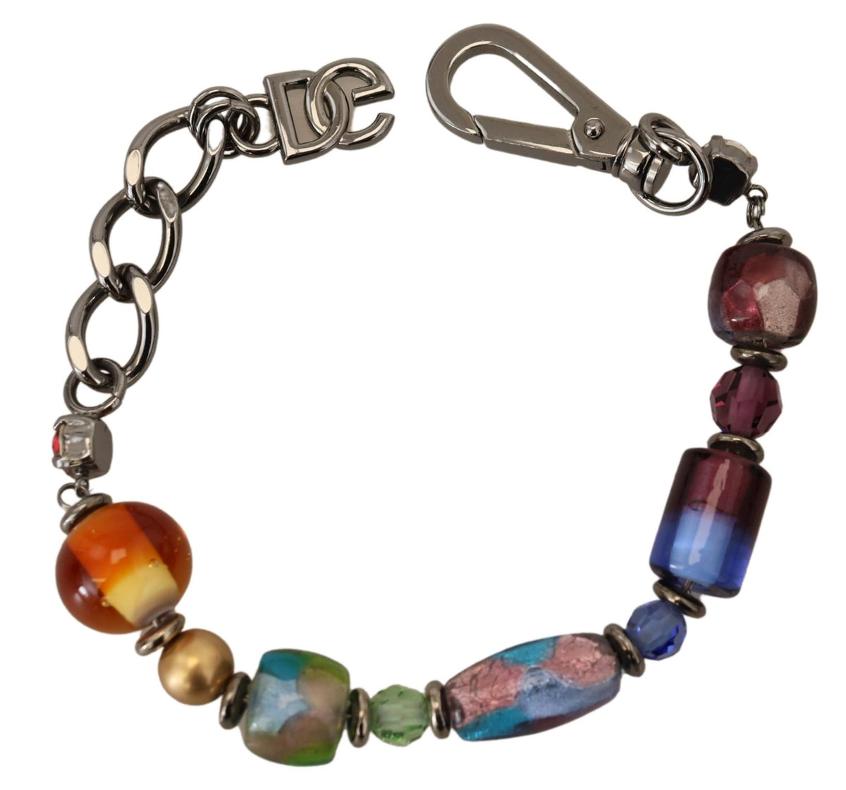 Dolce & Gabbana multicolor Silber Kette Messing Perlen Karabinerverschluss Armband