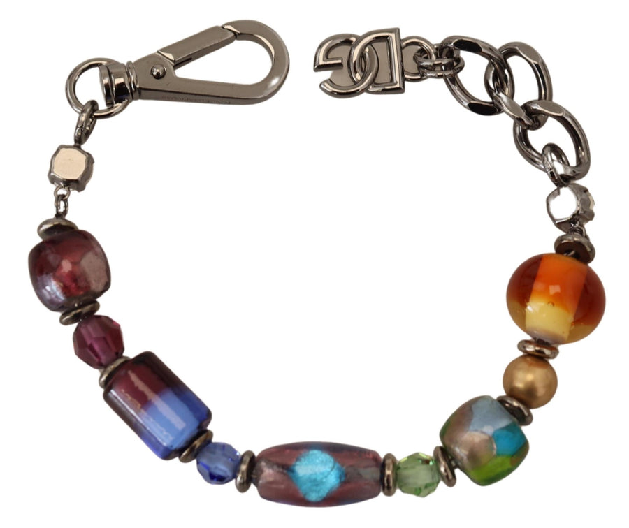 Dolce & Gabbana Multicolor Silver Chain Brass Beads Lobster Clasp Bracelet