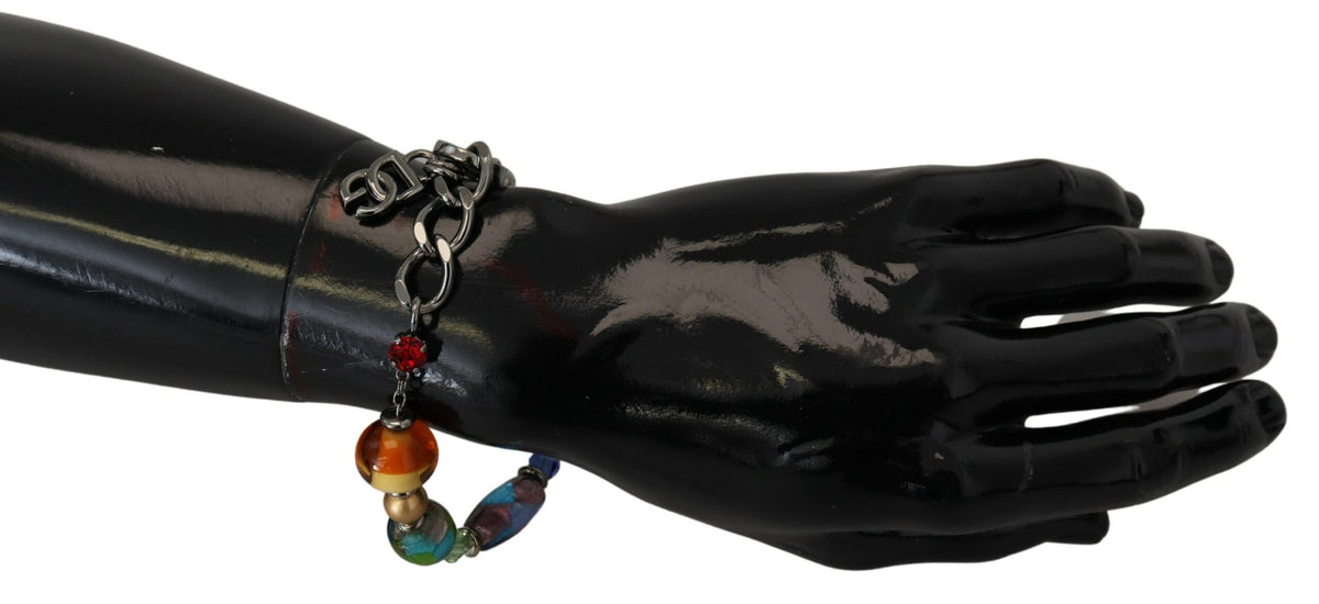 Dolce & Gabbana multicolor Silber Kette Messing Perlen Karabinerverschluss Armband