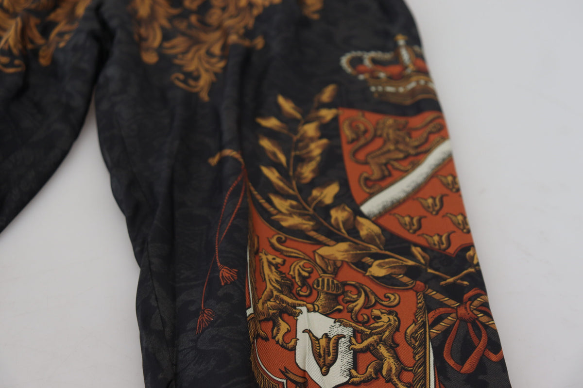 Dolce & Gabbana Grey Silk Baroque Crown Sweatpants