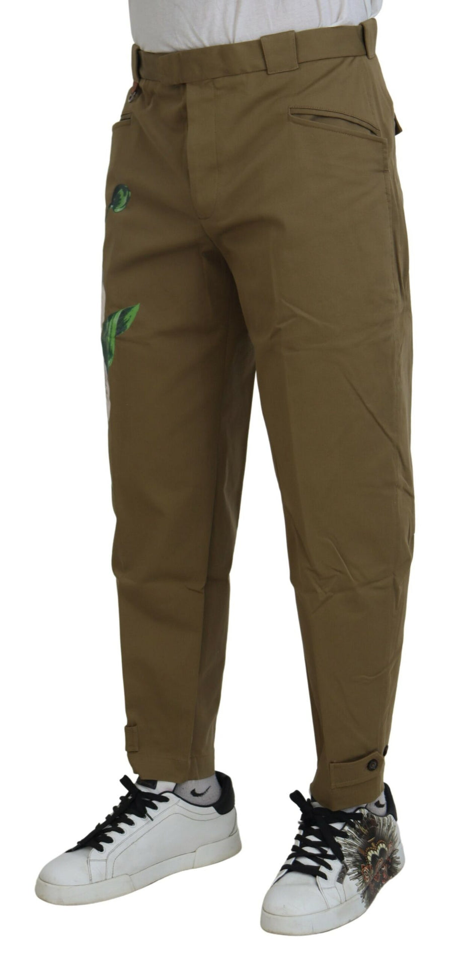 Dolce & Gabbana Beige Floral Cotton Stretch Chinos