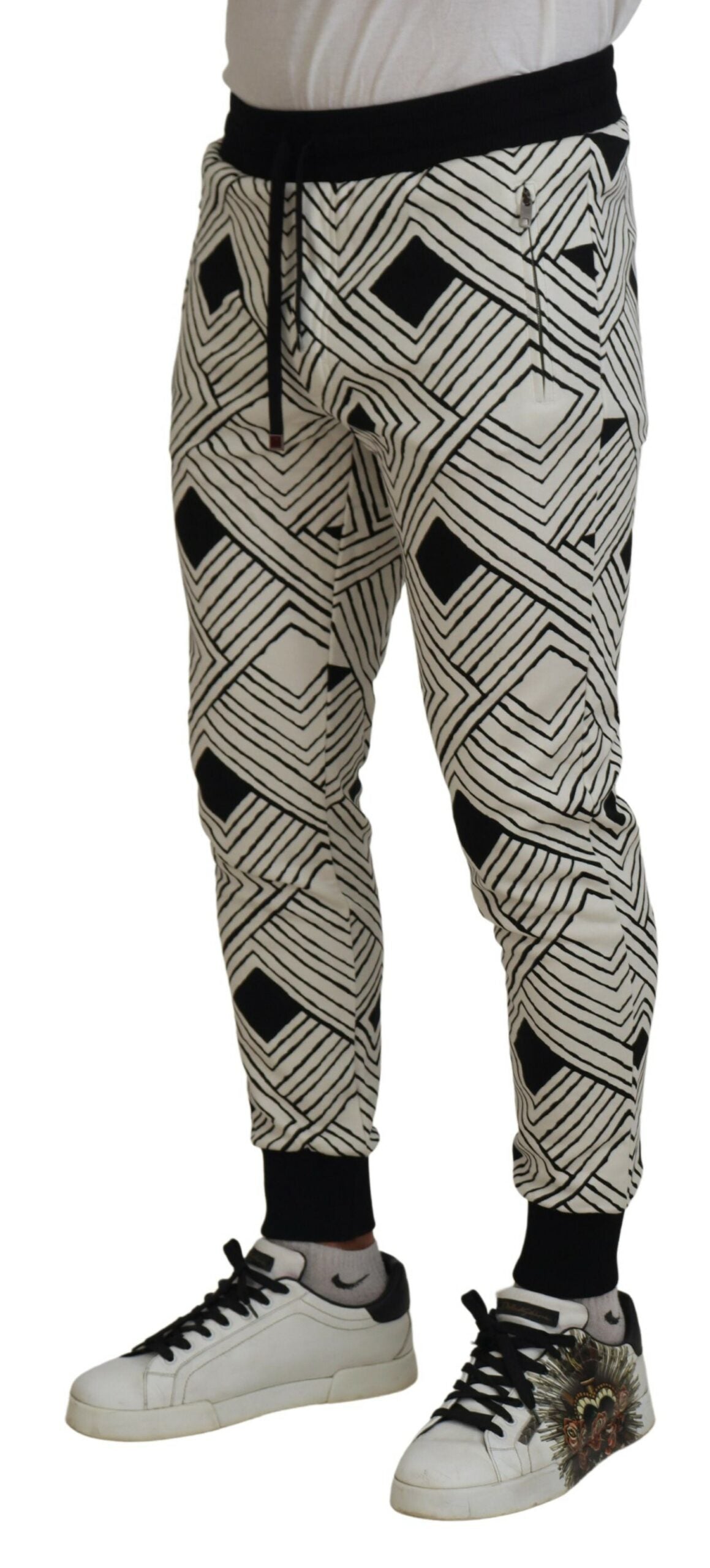 Dolce & Gabbana Black and White Cotton Sport Trousers